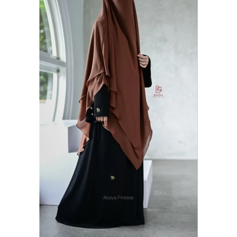 Baina.Finesse Abaya.Black.modern premium Pleat knit free Handsock and merchandise Baina.